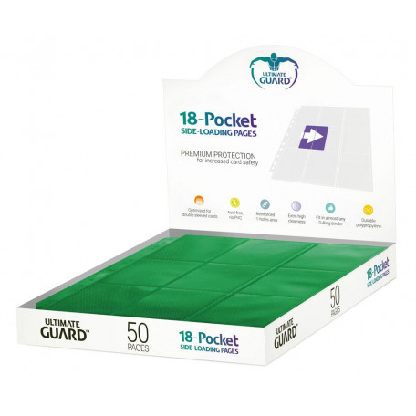 Ultimate Guard 18-Pocket Pages Side-Loading Vert x50