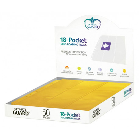 Ultimate Guard 18-Pocket Pages Side-Loading Jaune x50