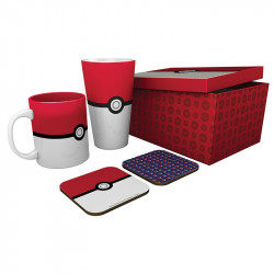 Pokemon - Pack Verre XXL + Mug + 2 Coasters "Pokéball"