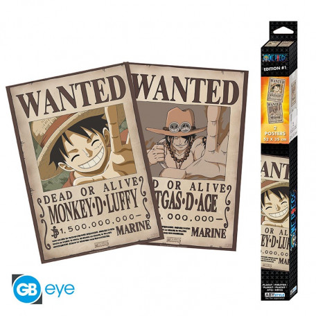 One Piece - Set 2 Chibi Posters - Wanted Luffy & Ace (52x38)