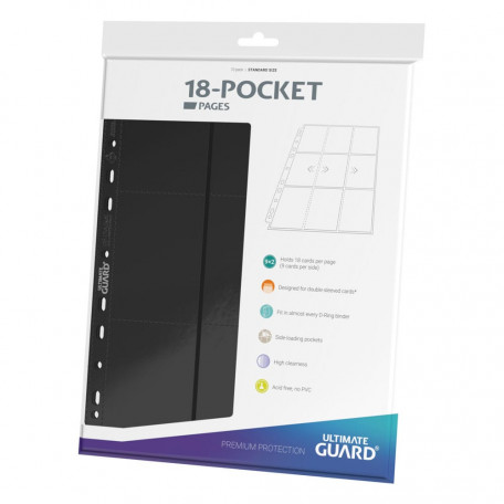 Ultimate Guard 18-Pocket Pages Side-Loading Noir x10