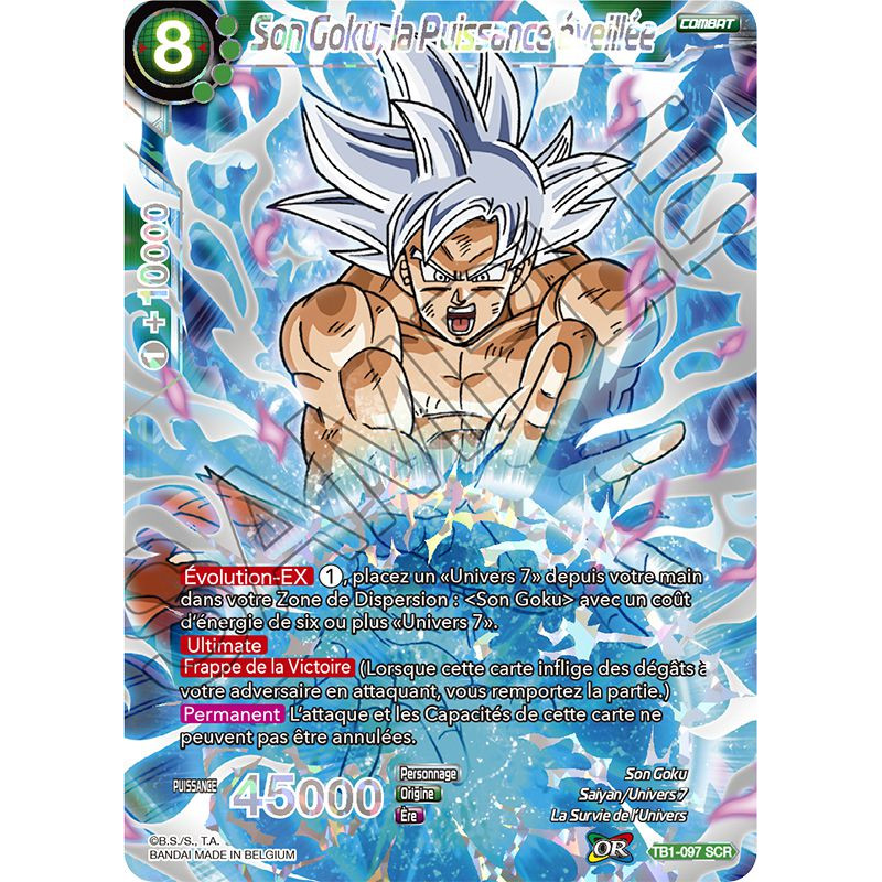 Carte Dragon Ball Super SON GOKU, GENKI DAMA PLEINE PUISSA TB1-075 R DBZ FR  NEUF